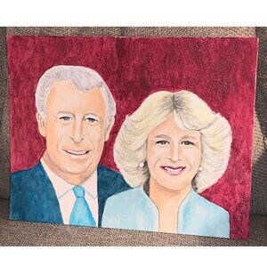 King Charles III & Queen Camilla 11" x 14" Acrylic Painting by Glenda Bell, 2022